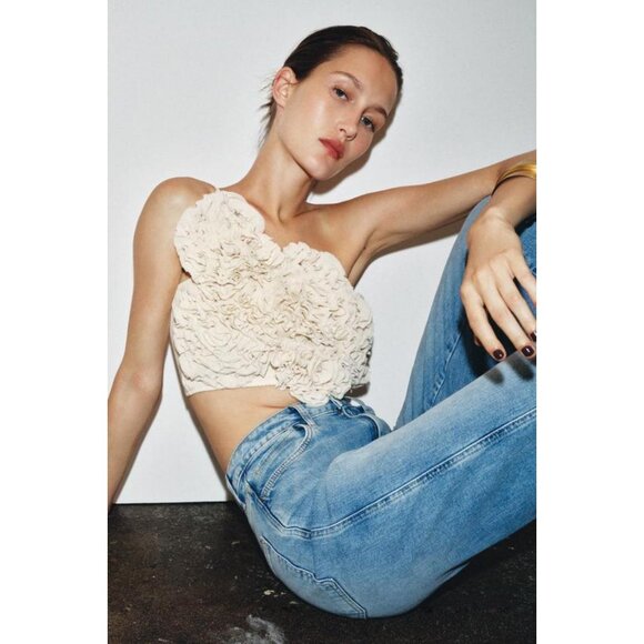 ZARA FLOWER CROP TOP - Picture 1 of 8